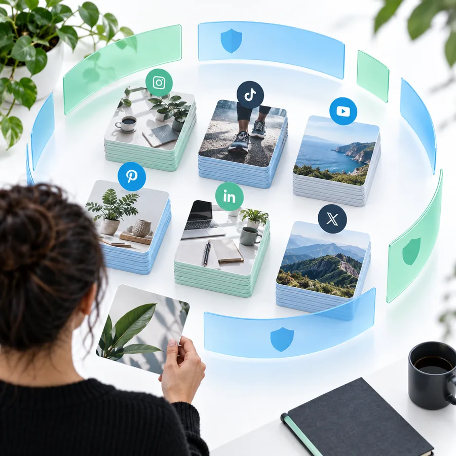 Creative social media content prepared in a simple studio