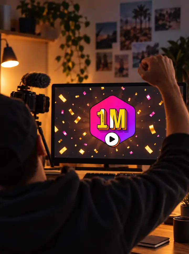 A creator celebrating one million views in a social media achievement post